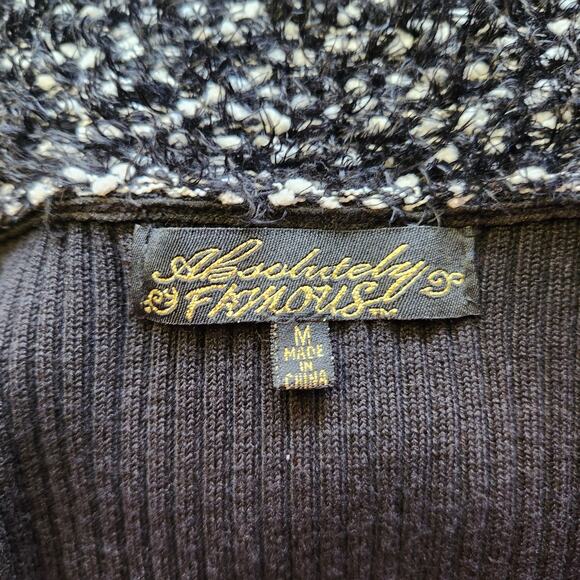 Absolutely Famous Open Front Cardigan Sweater Women's Medium Black Asymmetric - Picture 14 of 14